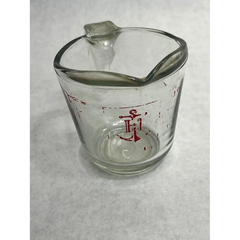 Vintage Anchor Hocking Glass Measuring Cup 1 Cup Red Anchor Logo Spout Handle